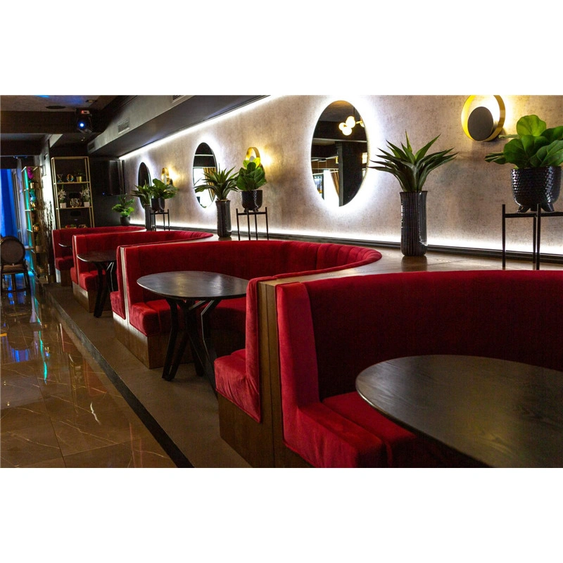 Night club customized velvet semi circle restaurant booth 