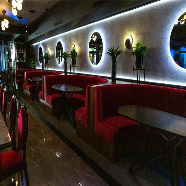 Night club customized velvet semi circle restaurant booth 
