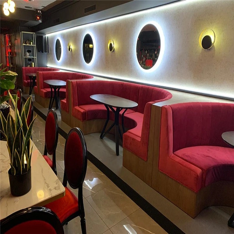 Night club customized velvet semi circle restaurant booth 
