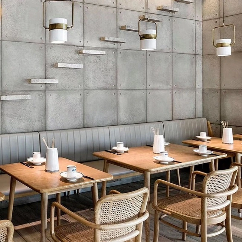 Customized restaurant furniture wooden tables and rattan chair 