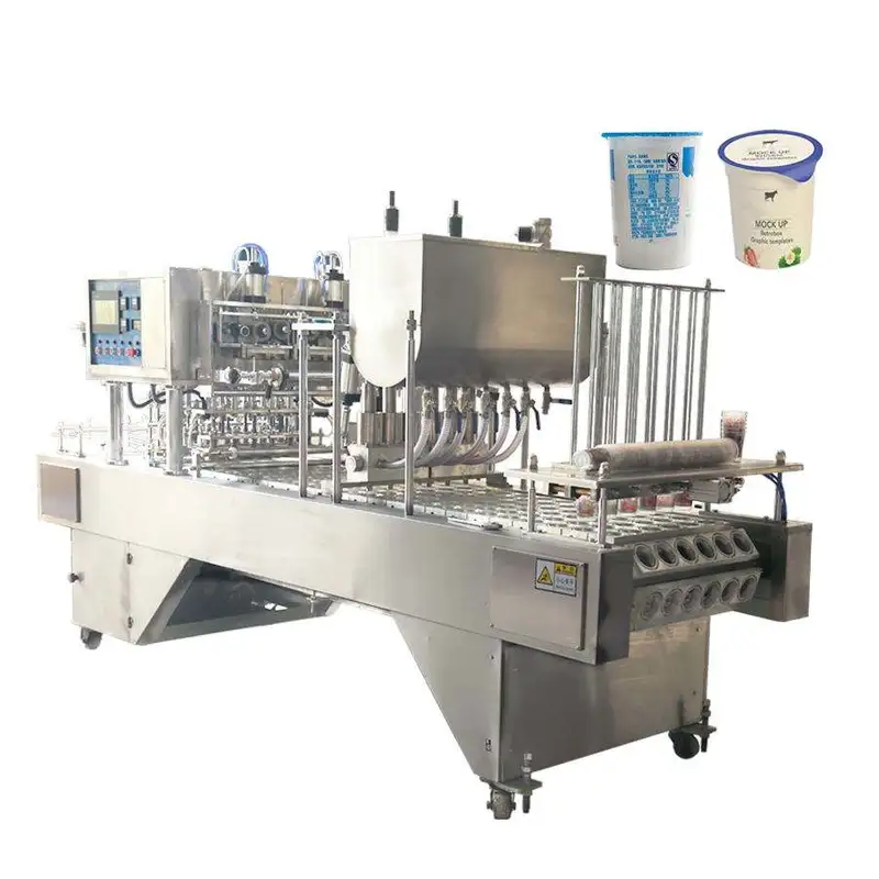 Plastic cup filling sealing machine for yogurt