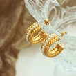 Fashion Pearl Wheat Design Hoop Earrings Jewelry