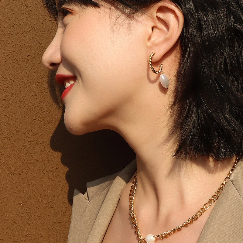 Mother of Pearl Heart Twist Hoop Earrings