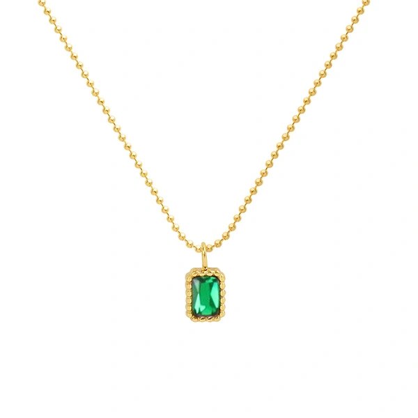18K Gold Vermeil Yellow Emerald Necklace