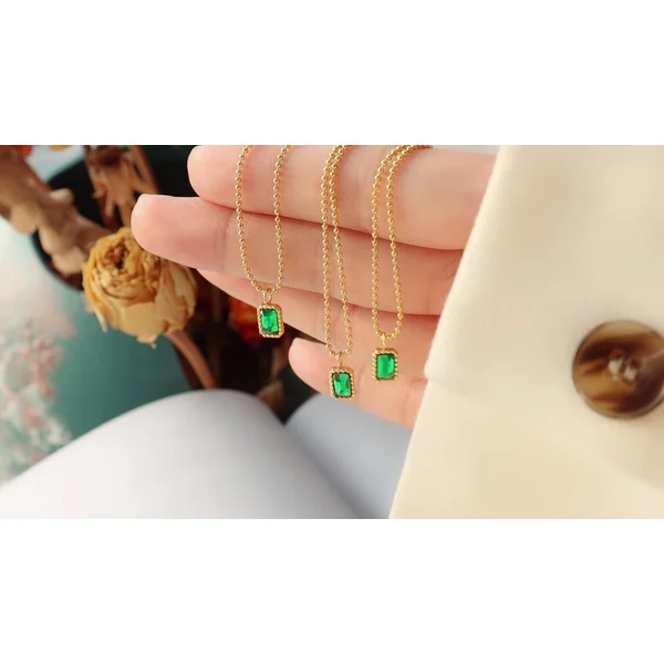 18K Gold Vermeil Yellow Emerald Necklace