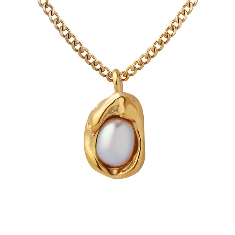 Gold Color Baroque Pearl Women Pendant Necklace