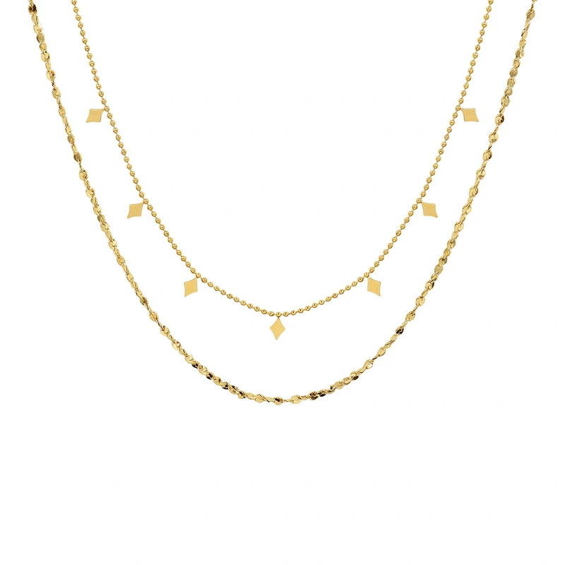 Double Chain Necklace Beaded Women Necklace