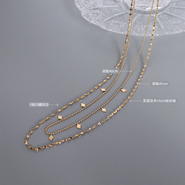 Double Chain Necklace Beaded Women Necklace