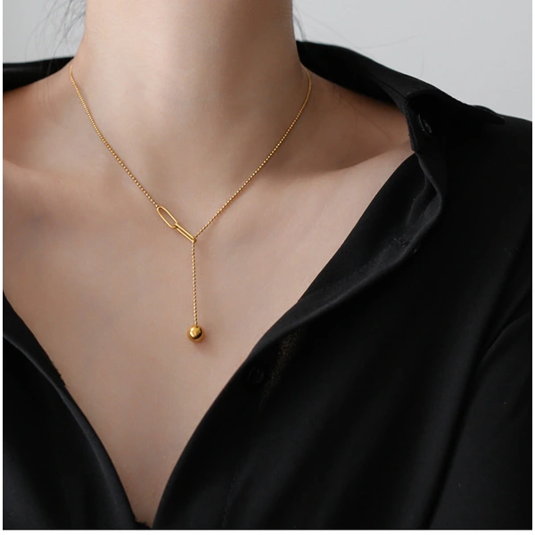 Flexible Adjustable Gold Ball Women Necklace