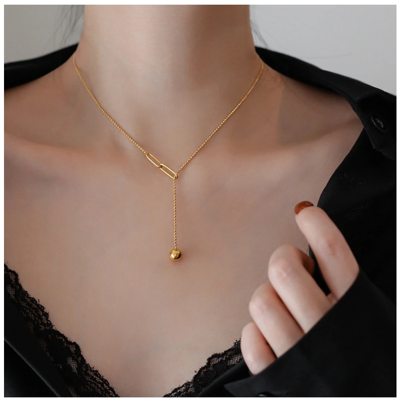 Flexible Adjustable Gold Ball Women Necklace