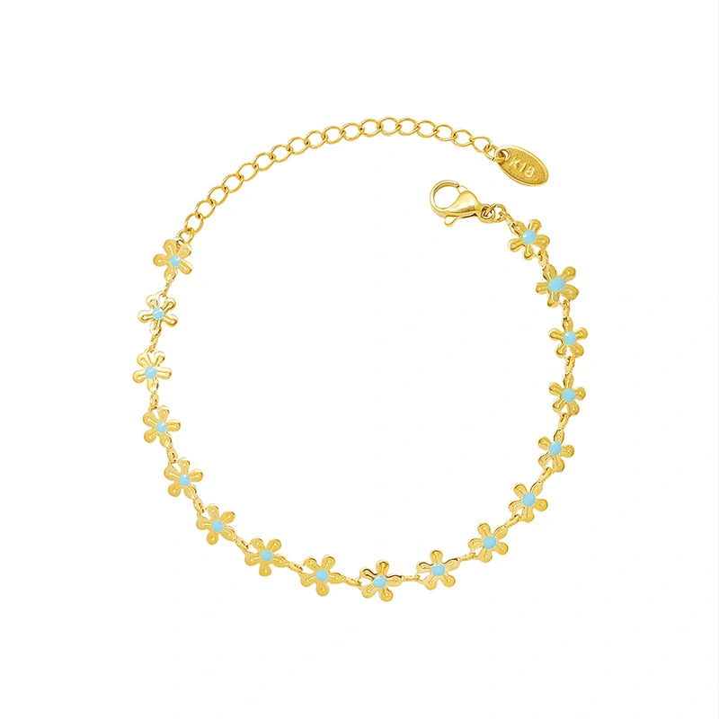 Gold Plated Multi Flower Necklace and Bracelet
