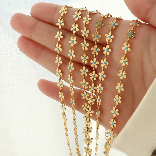 Gold Plated Multi Flower Necklace and Bracelet