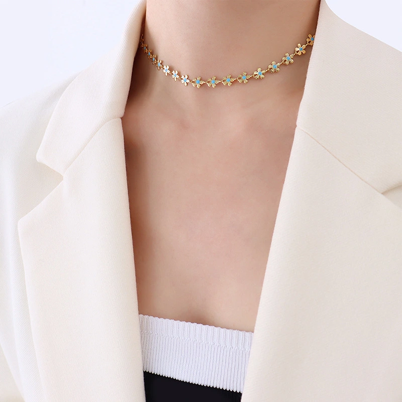 Gold Plated Multi Flower Necklace and Bracelet