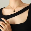 Black Enamel Feature Pendant Necklace