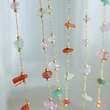 Multi Color Raw Gemstone Gold Necklace