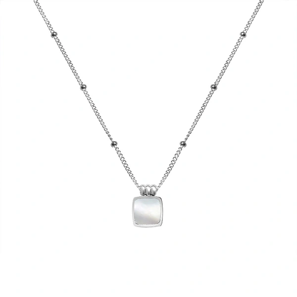 Gold Plated Boble Chain Square Necklace