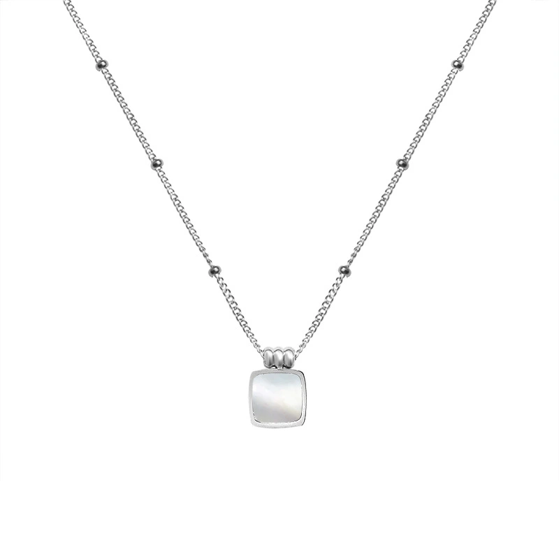 Gold Plated Boble Chain Square Necklace