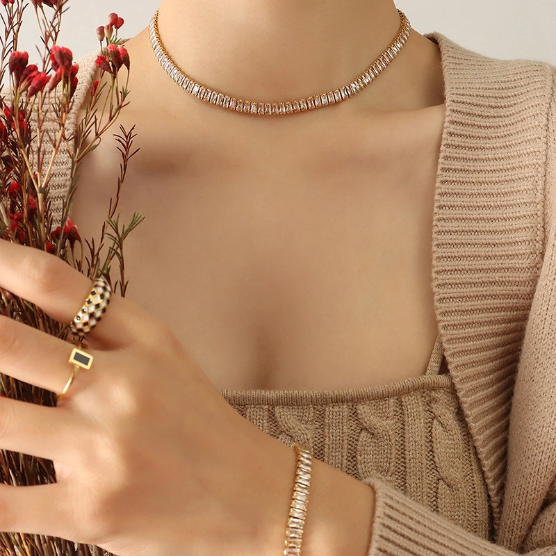 Colorful Tennis Necklace and Bracelet Women Jewelry