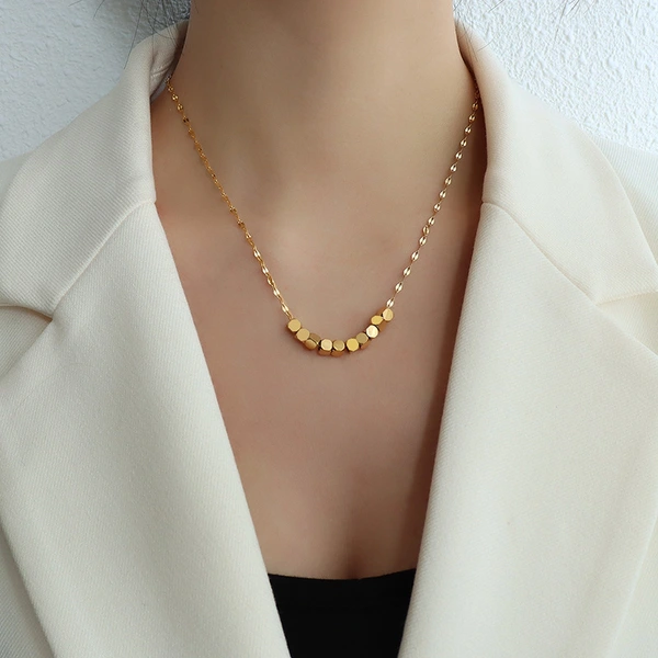 Women Gold Beaded Necklace Jewelry