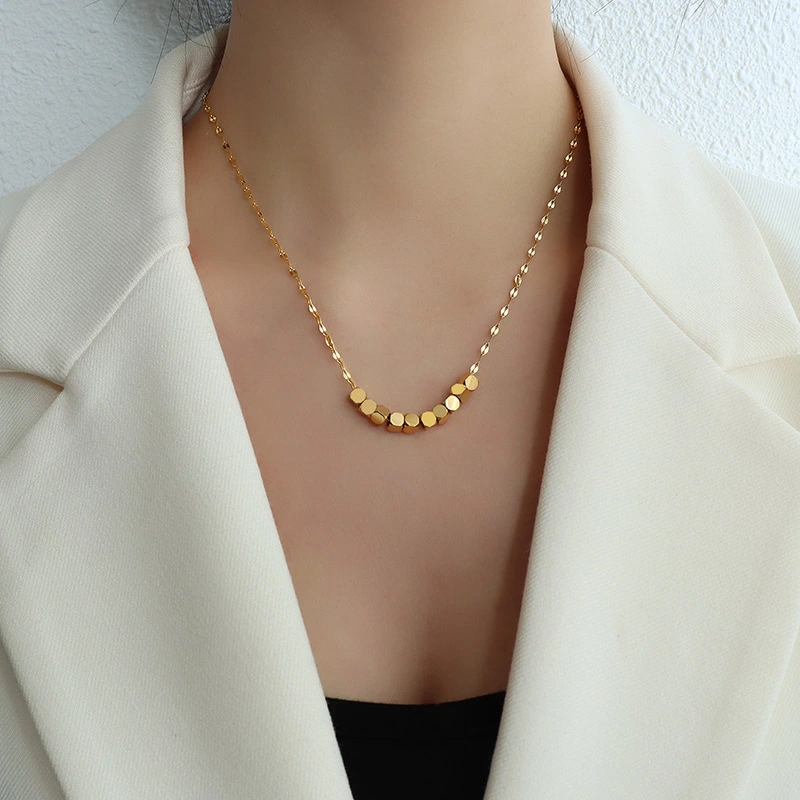 Women Gold Beaded Necklace Jewelry