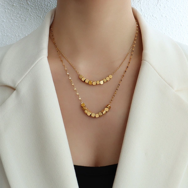 Women Gold Beaded Necklace Jewelry