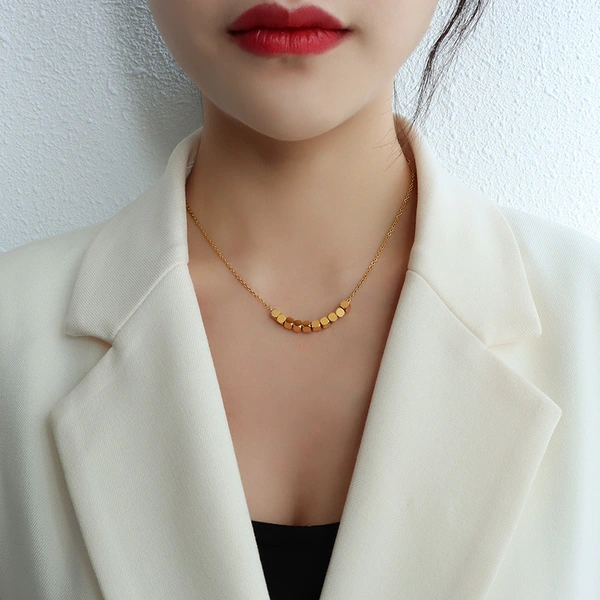 Women Gold Beaded Necklace Jewelry