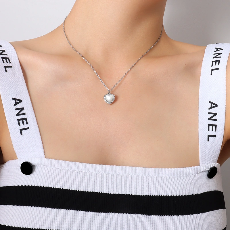 Gold Color Mother of Pearl Heart Necklace