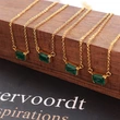 Emerald Cut Green Stone Women Neckalce