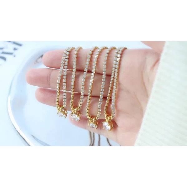 Stainless Steel Tennis Chain Pendant Necklace Jewelry