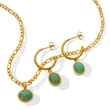 Green Jade Necklace and Earring Jewelry Set