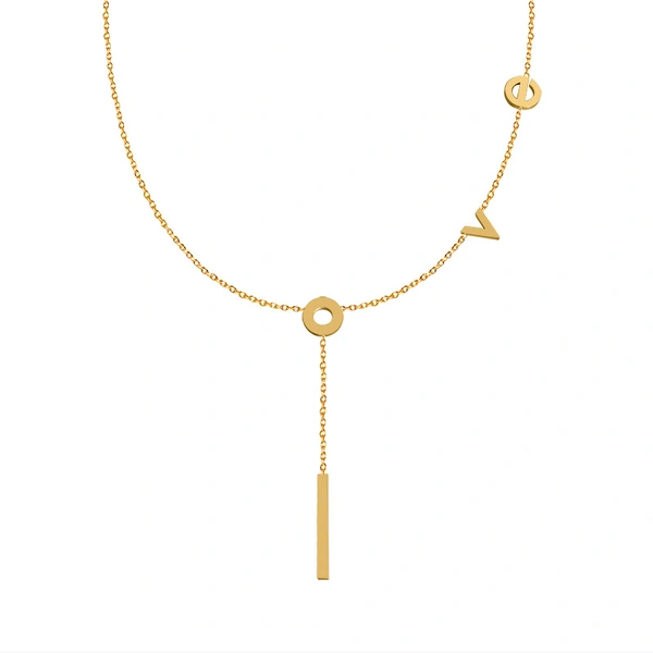 Stainless Steel Love Necklace in Gold color for Women Jewelry