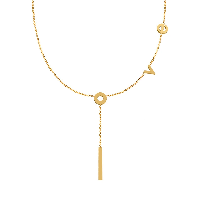 Stainless Steel Love Necklace in Gold color for Women Jewelry