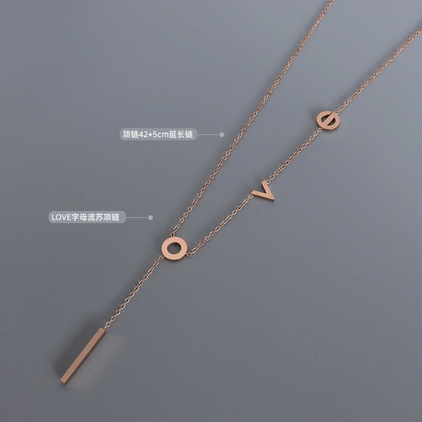 Stainless Steel Love Necklace in Gold color for Women Jewelry