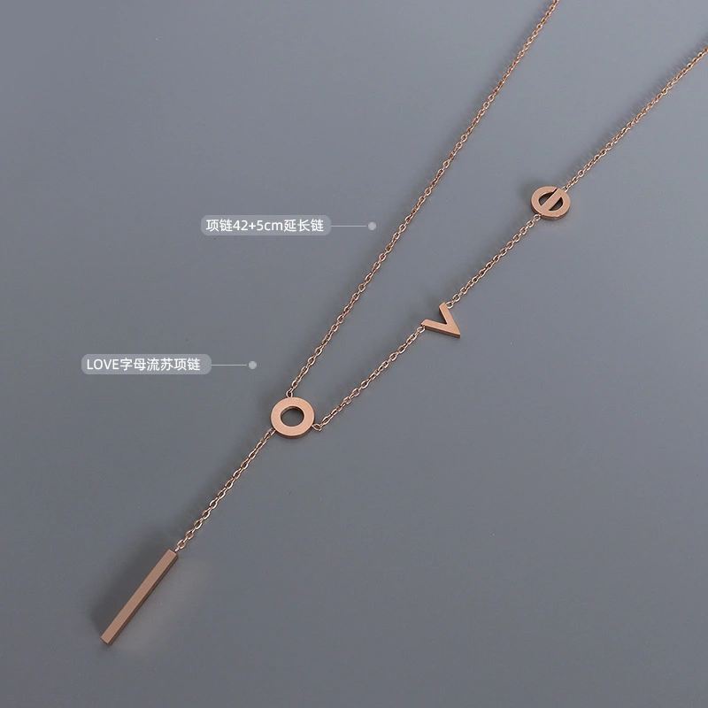Stainless Steel Love Necklace in Gold color for Women Jewelry