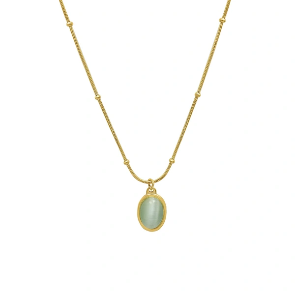 18K gold color Bobble Chain Light Jade Neckalce