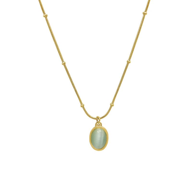 18K gold color Bobble Chain Light Jade Neckalce