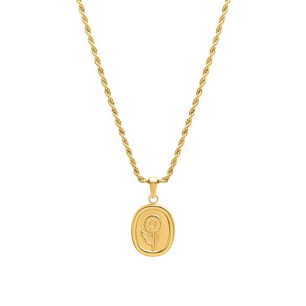 18K gold plated Embossed Flower Pendant Necklace