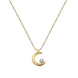 Yellow Gold Color White Cubic Zircon Moon Pendant Necklace