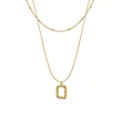 18K Gold Plated Square Snake Double Chain Pendant Necklace