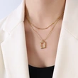 18K Gold Plated Square Snake Double Chain Pendant Necklace