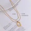 18K Gold Plated Square Snake Double Chain Pendant Necklace