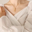 18K Gold Color Women Jewelry Rose Flower Pendant Necklace