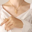 18K Gold Color Women Jewelry Rose Flower Pendant Necklace