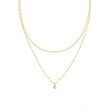 18K Gold Plated Double Chain Crystal Round Diamond Necklace