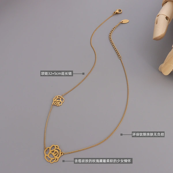 18K Fashion Women Jewelry Flower Choker Necklace 