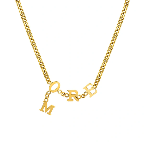 18K Gold Plated Fashion 5mm Cuban Chain Letter Neckalce