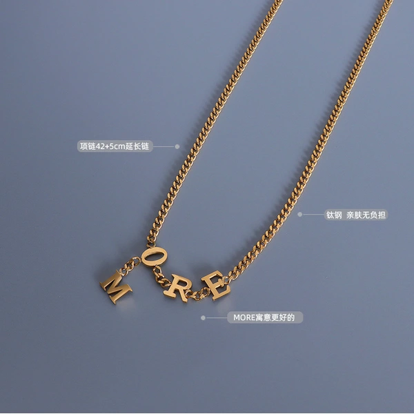 18K Gold Plated Fashion 5mm Cuban Chain Letter Neckalce