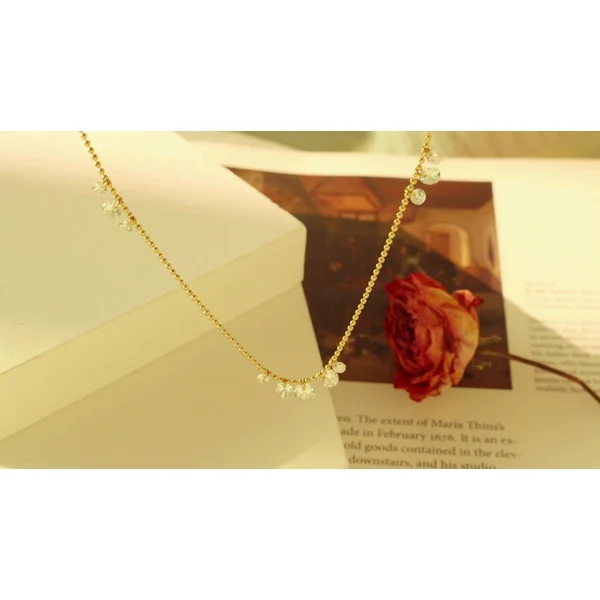 Fashion Beaded Chain Diamond Stone Steel Necklace