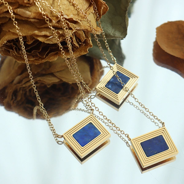 DIY Imitation Stone Gold Plated Geometry Pendant Necklace