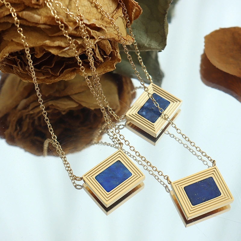 DIY Imitation Stone Gold Plated Geometry Pendant Necklace